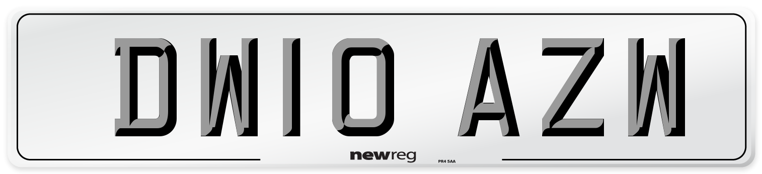 DW10 AZW Number Plate from New Reg